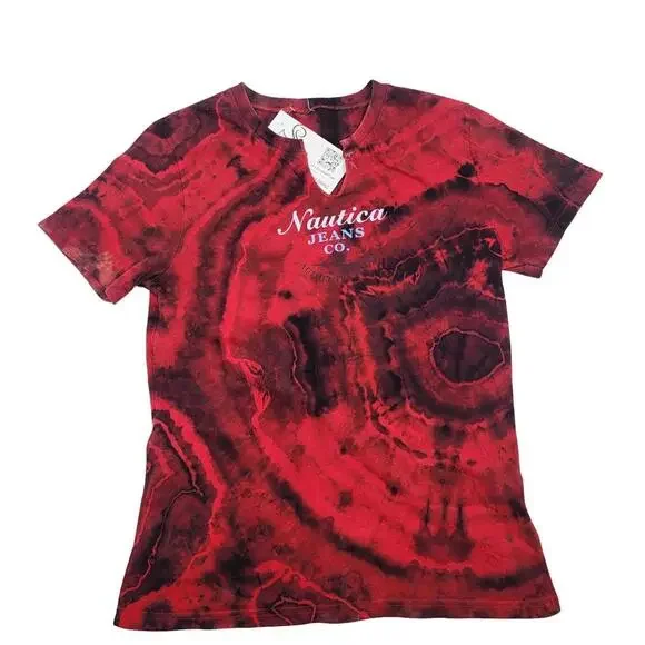 Nautica. Y2K, Reworked Tie-Dye T-Shirt w/ Geodes & Logo Graphic Print. Size M - Picture 7 of 7